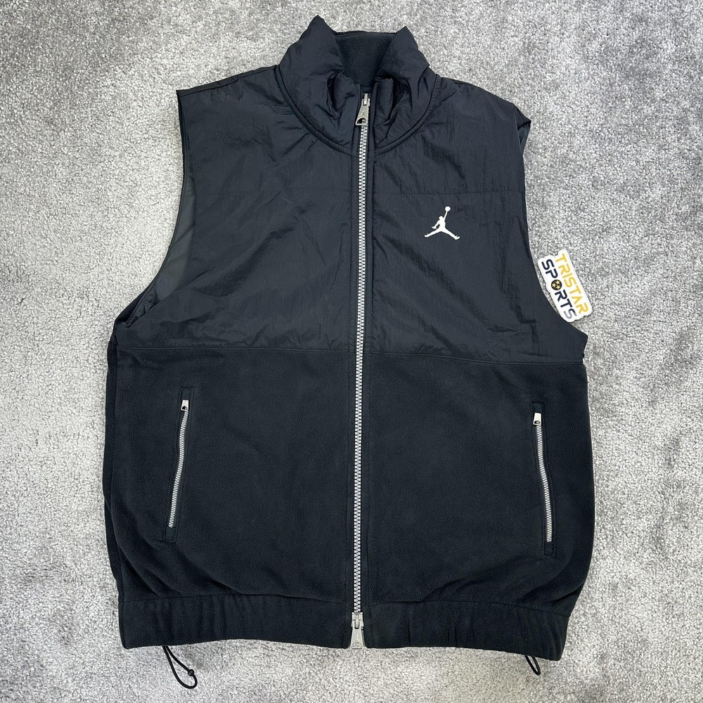 Jordan Essentials Vest Mens Small Black Fleece Full Zip Pockets Nike Air Jumpman